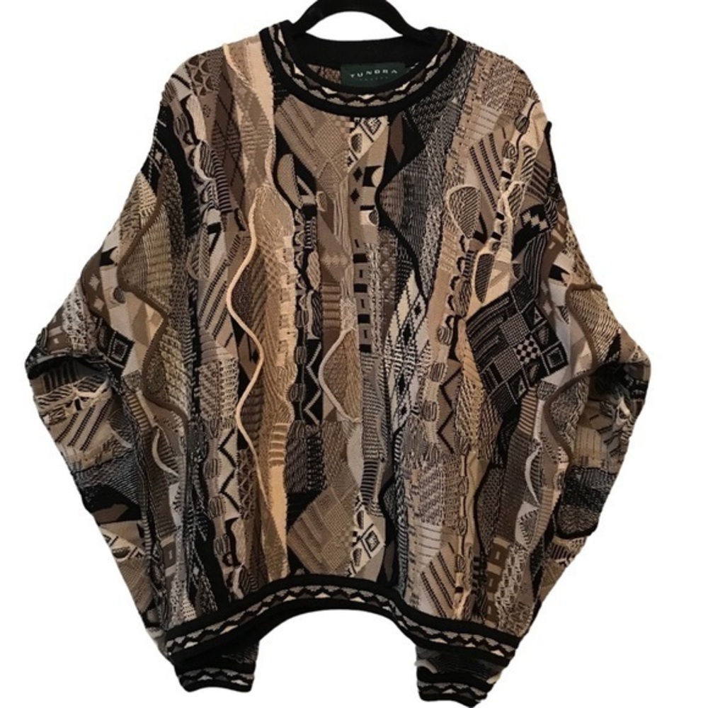 TUNDRA Vintage 90s 3D Knit Abstract Sweater